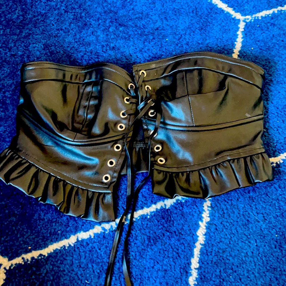 Leather lace up tube top
